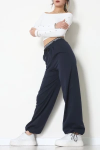 Bel Detaylı 2 İplik Eşofman Altı Lacivert2 - 70169.1857.