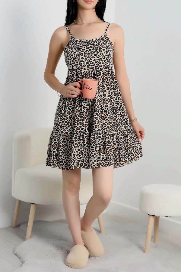 Milan Askılı Gecelik Elbise Leopar1 - 70183.1857.