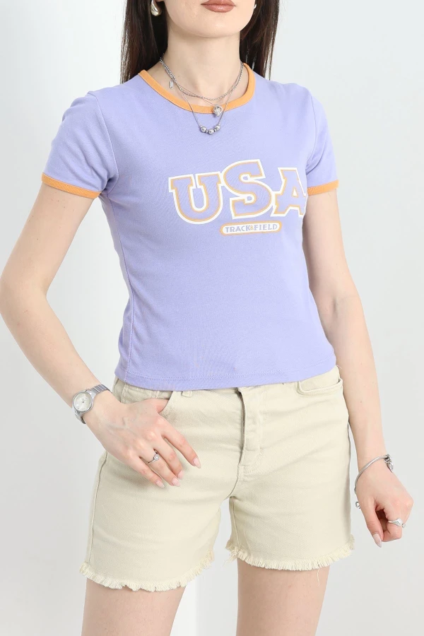 Baskılı Tişört Lila - 70326.336.