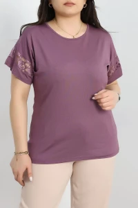 Kolları Dantel Detay Büyük Beden Bluz Koyulila - 70342.1954.