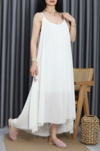 İp Askılı Salaş Elbise Ekru - 70473.1353.