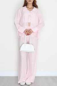 Reyon Marka Çizgili İkili Takım Pembe - 70503.1966.