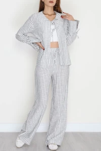 Reyon Marka Çizgili İkili Takım Siyah - 70503.1966.