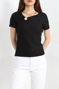 Halka Detaylı Bluz Siyah - 70614.1019.