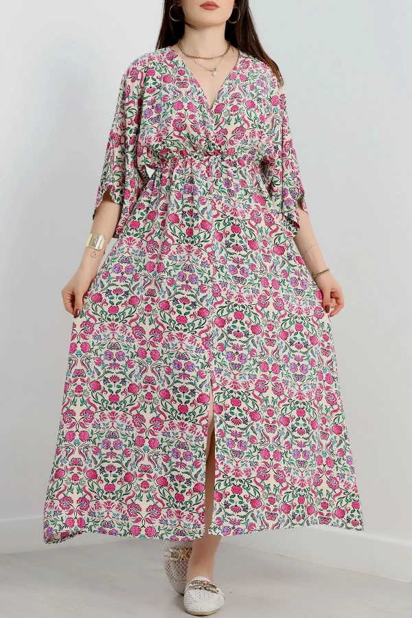 Kruvaze Yaka Desenli Elbise Ekrumor - 707.1247.