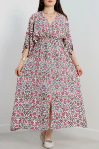 Kruvaze Yaka Desenli Elbise Ekrumor - 707.1247.