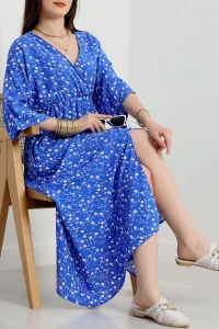 Kruvaze Yaka Desenli Elbise Saks2 - 707.1247.