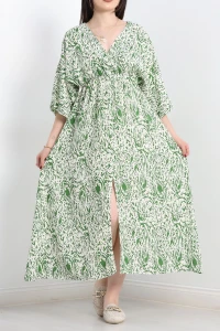 Kruvaze Yaka Desenli Elbise Hakiekru - 707.1247.