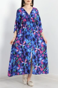 Kruvaze Yaka Desenli Elbise Saksmor - 707.1247.