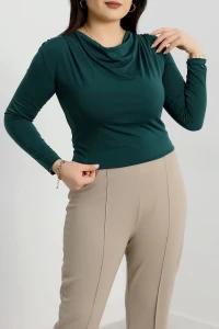 Degaje Yaka Büyük Beden Sandy Bluz Zümrüt - 70770.1949.