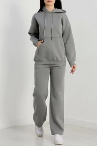 Üç İplik Kanguru Cep Eşofman Takımı Antrasit - 70777.1878.