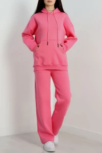 Üç İplik Kanguru Cep Eşofman Takımı Koyupembe - 70777.1878.