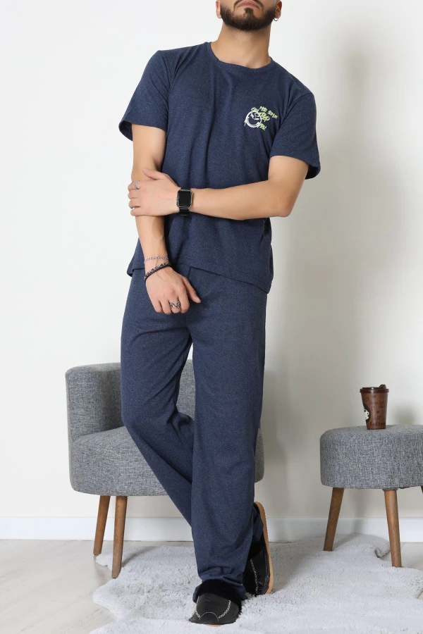 Ön Ve Arka Baskılı Süprem Erkek Pijama Takımı İndigo2 - 70862.1961.