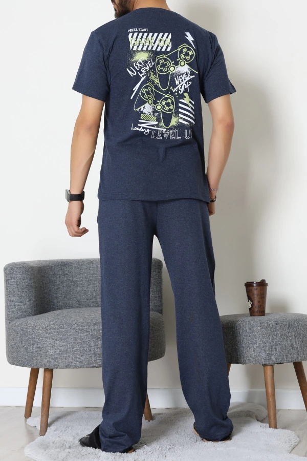 Ön Ve Arka Baskılı Süprem Erkek Pijama Takımı İndigo2 - 70862.1961.