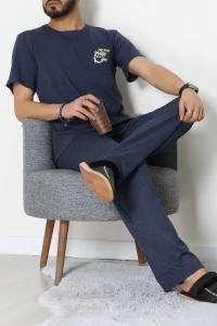 Ön Ve Arka Baskılı Süprem Erkek Pijama Takımı İndigo2 - 70862.1961.