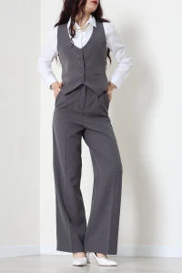 Dabıl Kumaş Fleto Cep Yelek Pantolon İkili Takım Antrasit - 70878.1991.