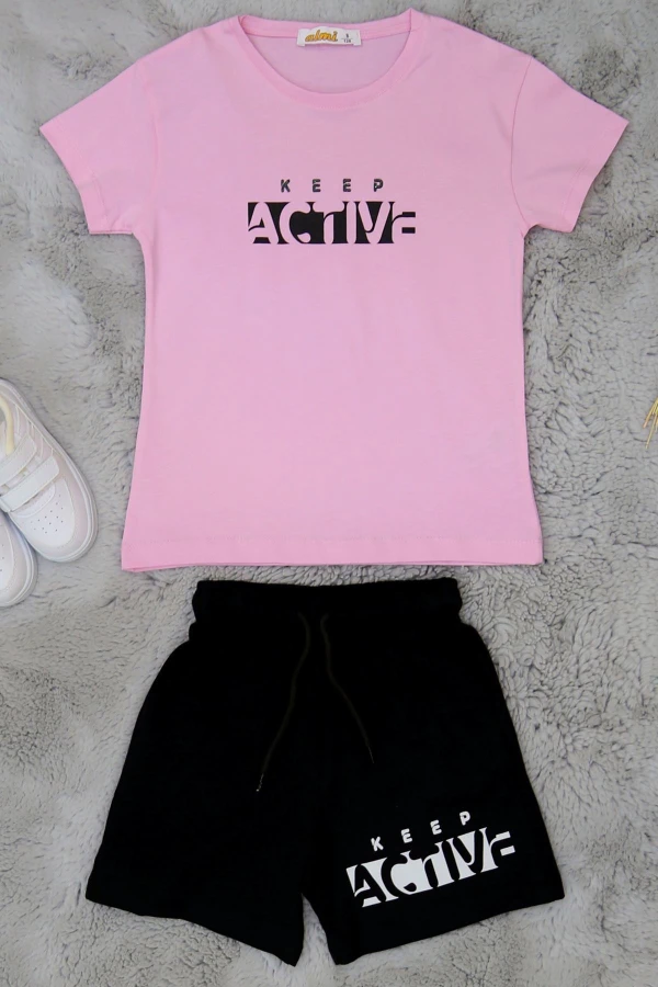8-12 Yaş Çocuk Şortlu Takım Pembe - 723248.1576.