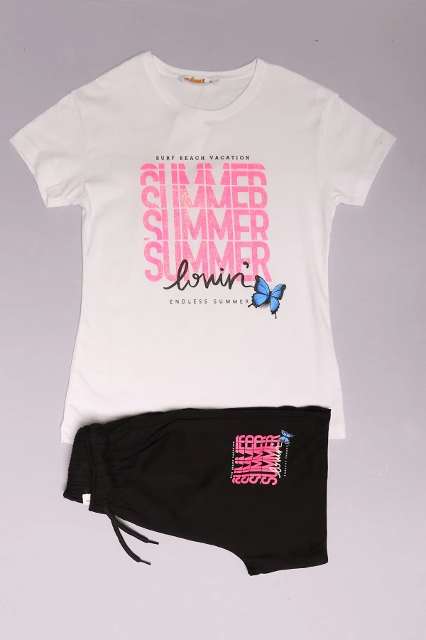 8-12 Yaş Çocuk Şortlu Takım Beyaz - 723257.1576.