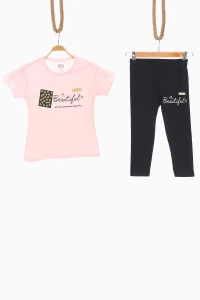 8-12 Yaş Çocuk Taytlı Takım Açıkpembe - 724159.1576.