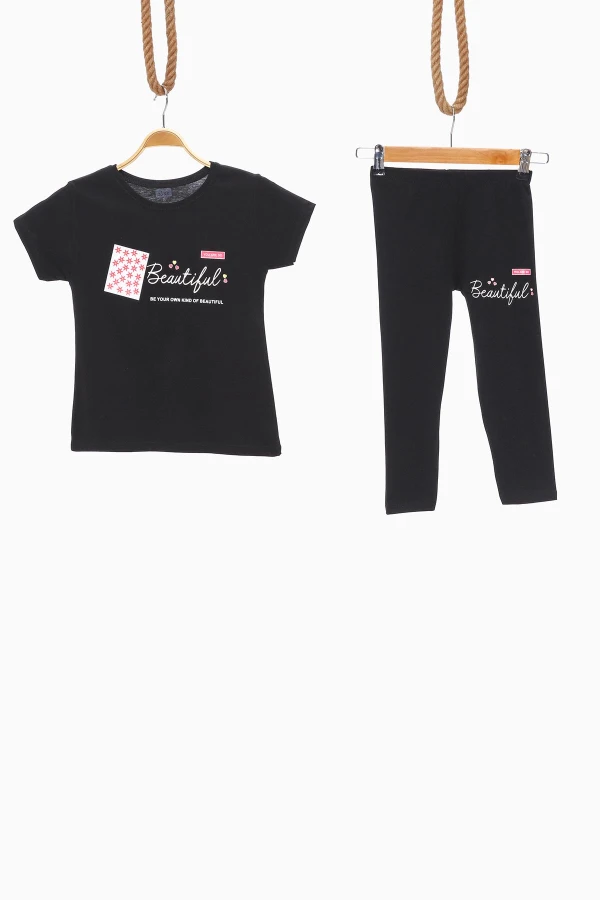 8-12 Yaş Çocuk Taytlı Takım Siyah - 724159.1576.