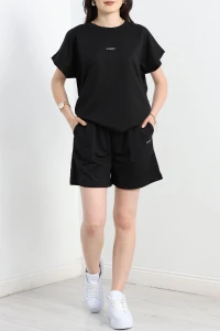 İki İp Yarasa Kol Wortex Şortlu İkili Takım Siyah - 80315.1878.