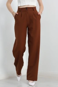 Tek Düğme Palazzo Pantolon Kahve - 90022.1397.