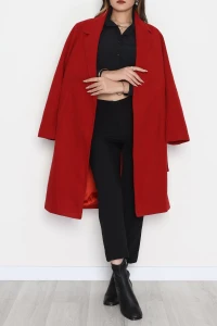 110 Cm Astarlı Kaşe Kaban Kırmızı - 90038.1839.