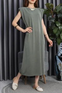 Pike Modal Vatkalı Elbise Haki - 90066.1758.