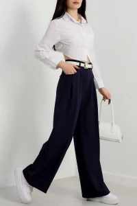 Cepten Pileli Palazzo Pantolon Lacivert - 90113.1397.