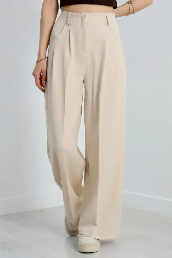 Cepten Pileli Palazzo Pantolon Bej - 90113.1397.