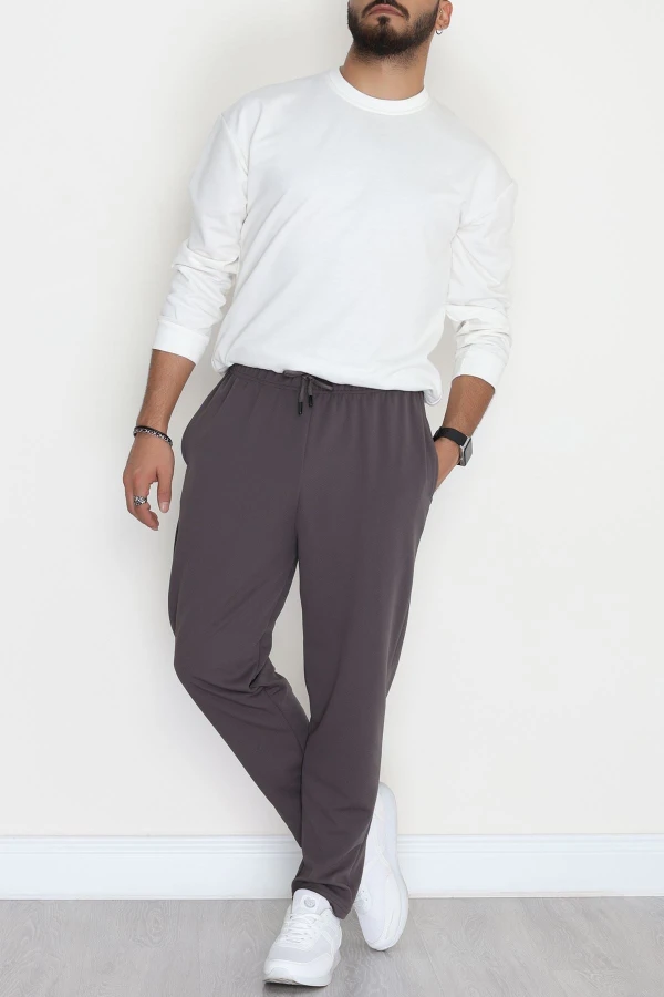 Zra Krep Likralı Bağcıklı Erkek Eşofman Altı Antrasit - 90114.1837.