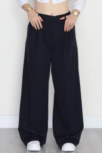 Double Kumaş Palazzo Pantolon Lacivert - 90158.1920.