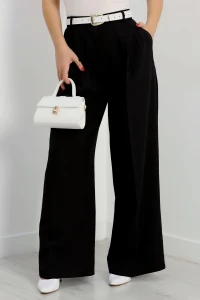 Double Kumaş Palazzo Pantolon Siyah - 90158.1920.