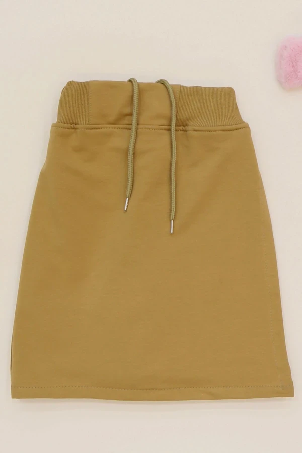6-10 Yaş İki İplik Beli Lastikli Kompak Penye Şort Etek Bej - 90232.2032.