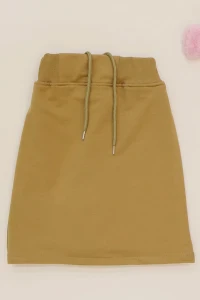 6-10 Yaş İki İplik Beli Lastikli Kompak Penye Şort Etek Bej - 90232.2032.