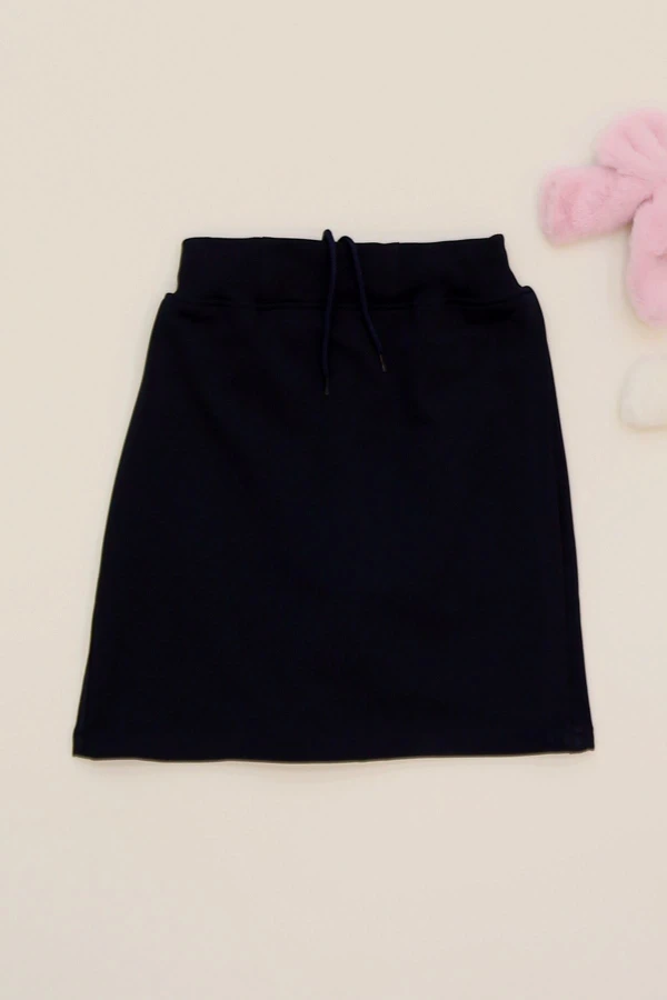 11-15 Yaş İki İplik Beli Lastikli Kompak Penye Şort Etek Lacivert - 90233.2032.