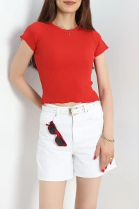 Overlok Detaylı Tişört Kırmızı - 90340.1567.