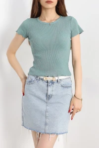 Overlok Detaylı Tişört Suyeşili - 90340.1567.