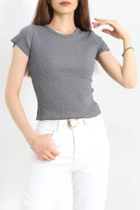 Overlok Detaylı Tişört Dumangri - 90340.1567.