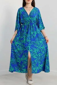 Kruvaze Yaka Desenli Elbise Benettonsaks - 90354.1247.