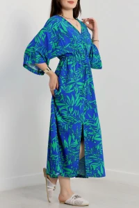 Kruvaze Yaka Desenli Elbise Benettonsaks - 90354.1247.