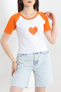 Reglan Kol Likralı Kompak Penye Turuncu - 90996.1878.