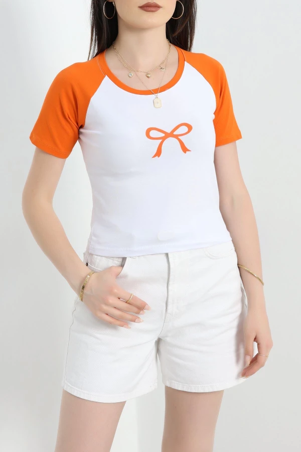 Reglan Kol Likralı Kompak Penye Turuncu - 90997.1878.