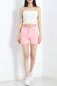 Püsküllü Kot Şort Pembe - 19457.1778.