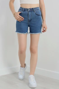 Püsküllü Kot Şort Mavi2 - 19457.1778.