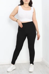 Büyük Beden Fitilli Tayt Siyah - 20212.1098.