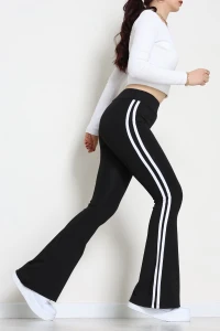 Şeritli İspanyol Paça Tayt Siyah - 20220.1098.