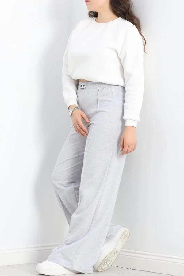 Çımalı Armalı Büyük Beden Eşofman Altı Gri - 20231.1005.