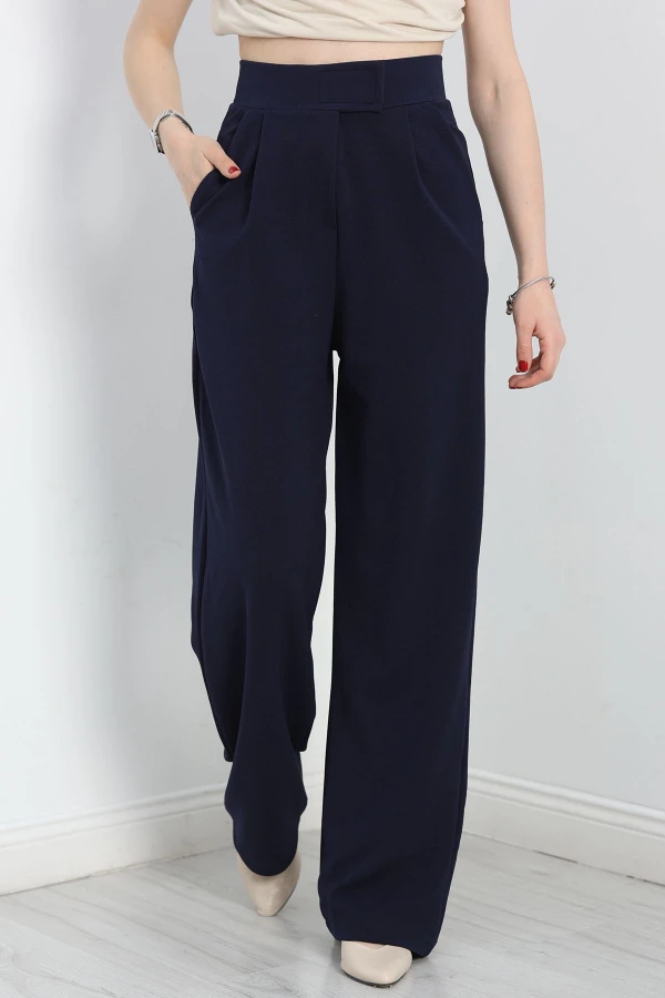 Kemer Cırtlı Krep Pantolon Lacivert - 20255.1865.