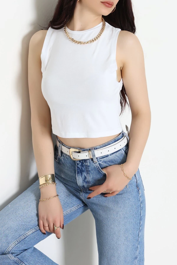 Kolsuz Crop Geniş Atlet Beyaz - 21755.200.